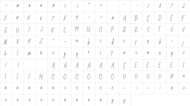 Chillout Regular  glyph index