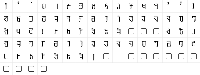 Exodite Distressed Regular  glyph index