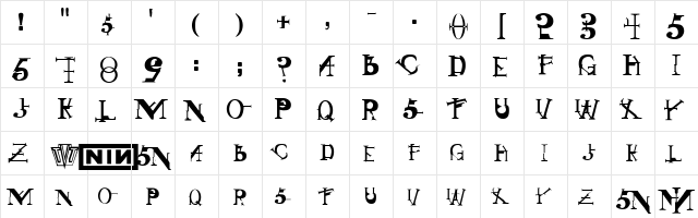 Sin Medium  glyph index