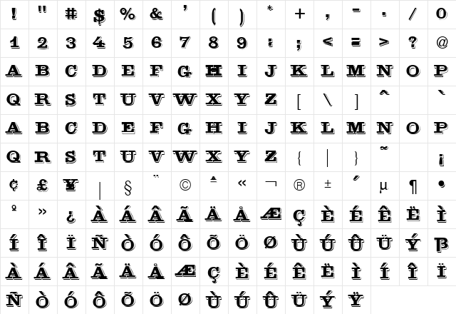 LaminaCapsSSK Regular  glyph index