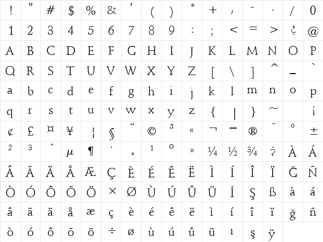 00910 Regular  glyph index
