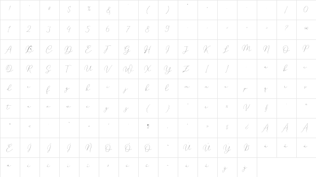 Mindline Script Demo Regular  glyph index