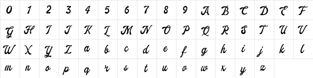 Ekshada Regular  glyph index