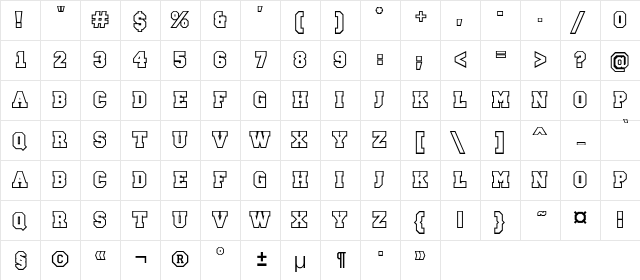 a_CampusOtl Bold  glyph index