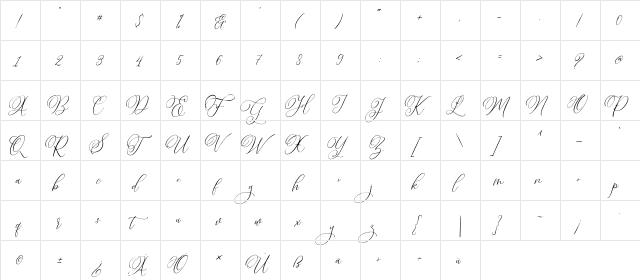 Hello Madelyne Regular  glyph index