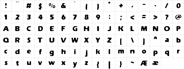 Weathered Solid BRK Regular  glyph index