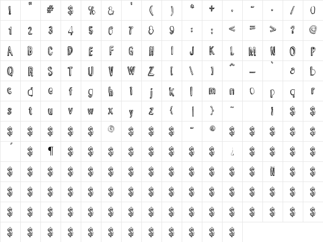 Yummy Lollipop Regular  glyph index