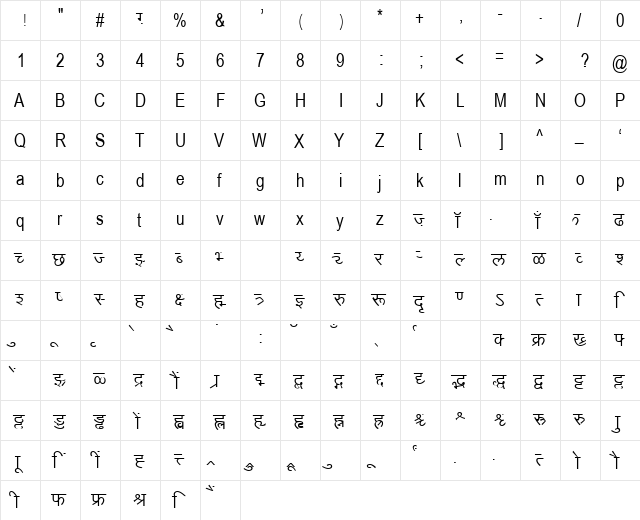 AkrutiOfficeYogini Normal  glyph index