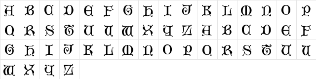 MediaevalCaps Regular  glyph index