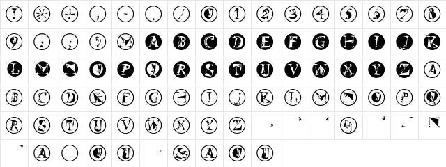 SzeneInFrames Regular  glyph index