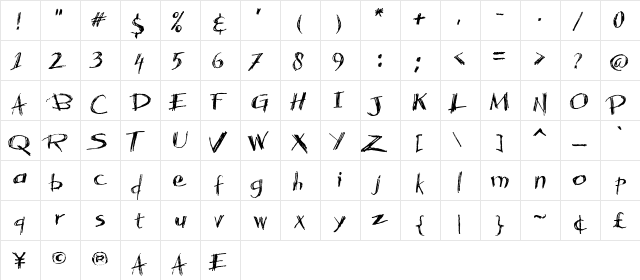 Acacia 23 Regular  glyph index