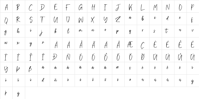 Friday Vibes Regular  glyph index