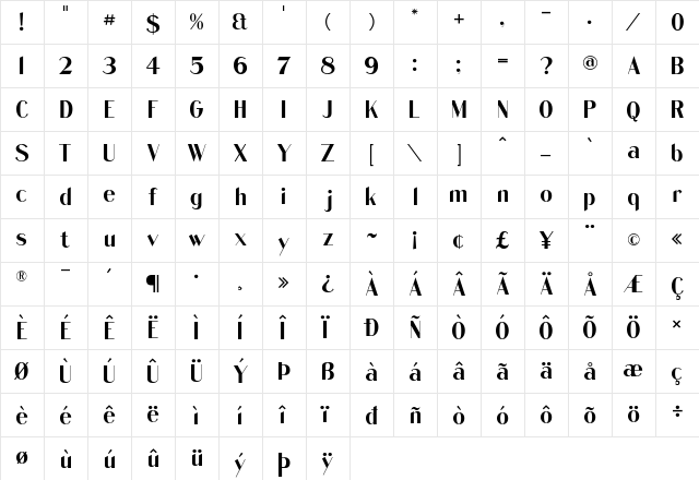 Quentell CF Medium Medium  glyph index