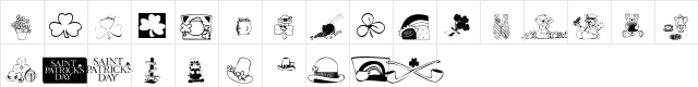 KR Belated St Patricks Regular  glyph index