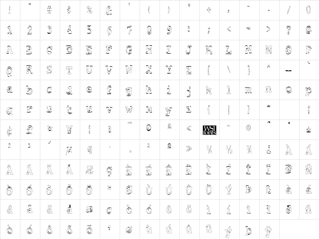BasicGrungeHollowCond Regular  glyph index