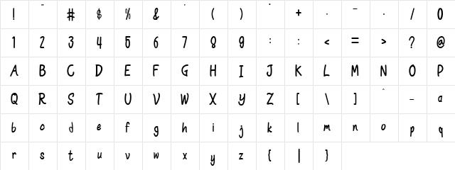 Heavy Rain Regular  glyph index