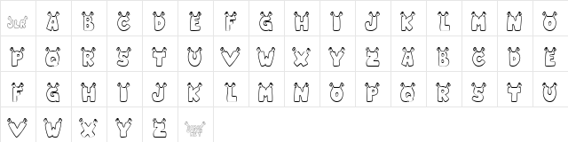 JLR Star Shrek Regular  glyph index