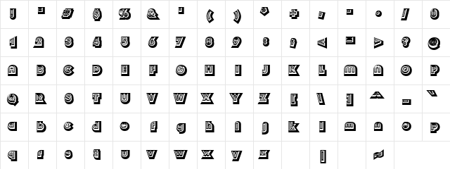 Drop Shadow Regular  glyph index