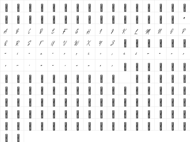 Bathagor Regular  glyph index