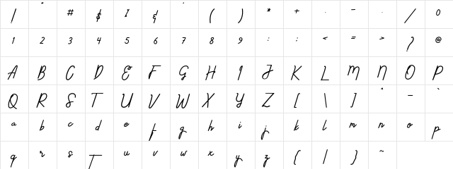 Ethons Styles Regular  glyph index