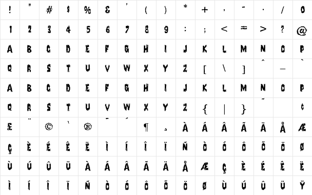 Francis Regular  glyph index