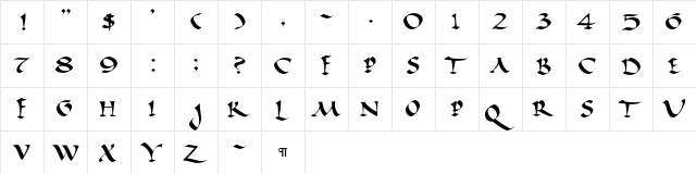 CallifontsF52PostScript Regular  glyph index