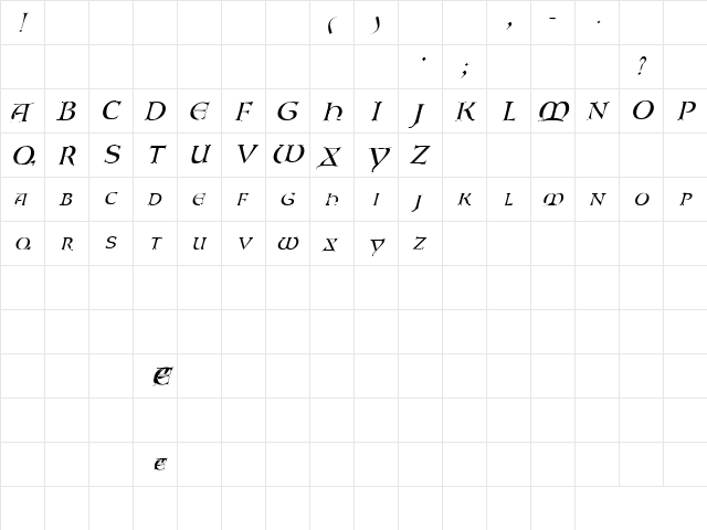 Asylum 3 Italic  glyph index