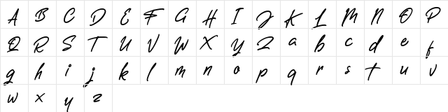 Letterally Handwritten Demo Regular  glyph index