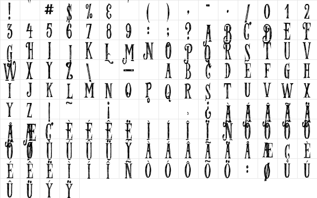 Les Mysteres de Paris Regular  glyph index