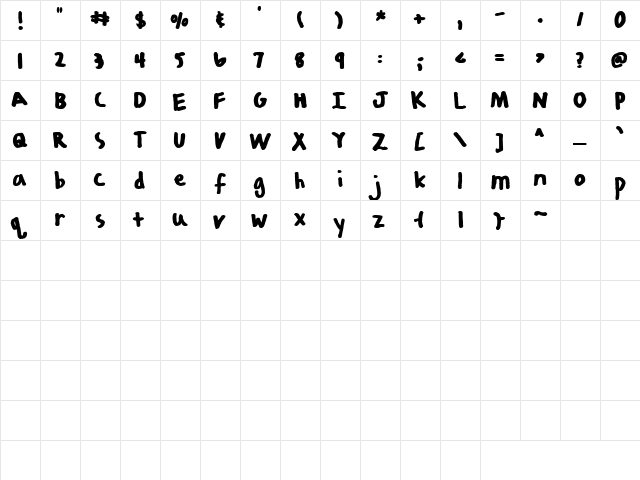 CK Kiddo Regular  glyph index