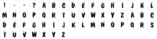 Blaze Regular  glyph index