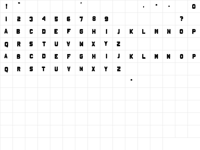 Johnny Homicide Regular  glyph index