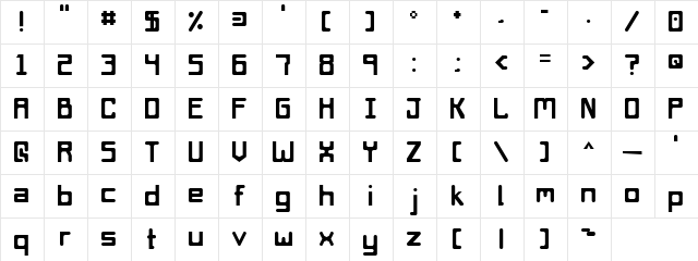 Das Space Fiend Regular  glyph index