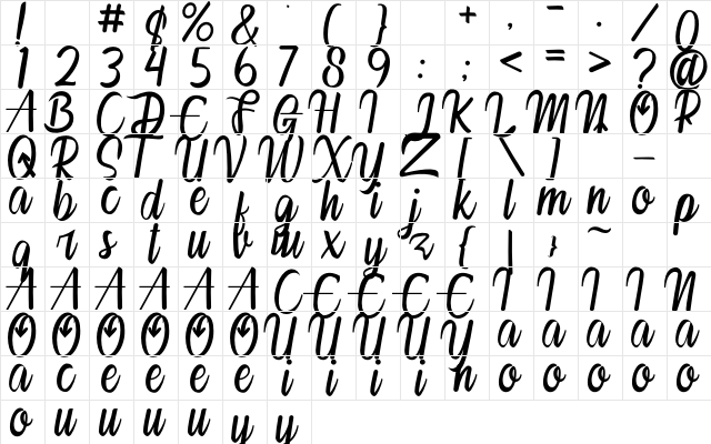 Fresh Drink Regular  glyph index