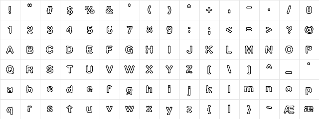 Ubiquity (BRK) Regular  glyph index