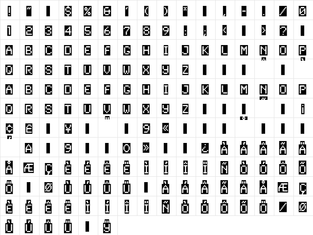 SandersDFiveOpti Regular  glyph index