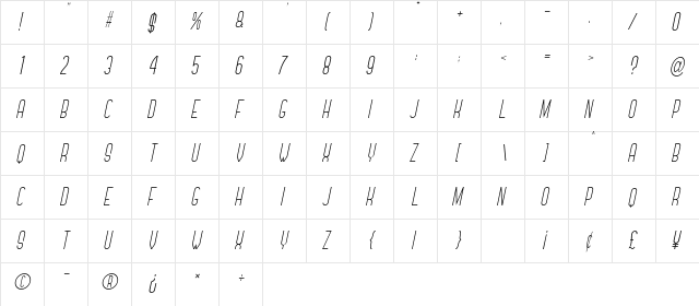 Forever Together Sans Light Italic  glyph index