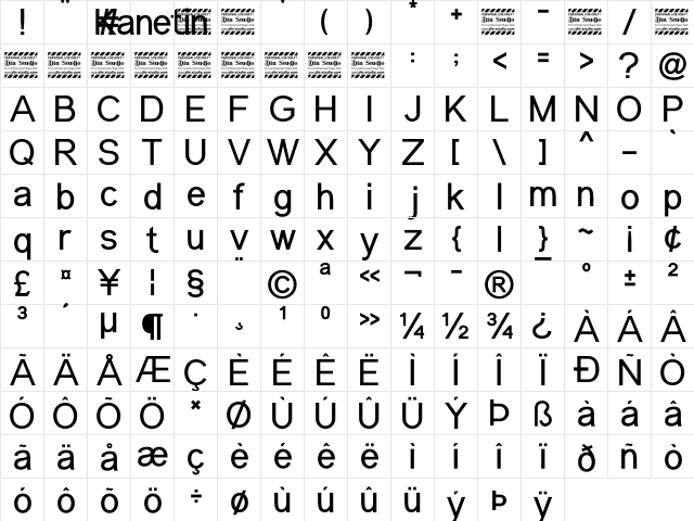 Kanetin Personal Use Regular  glyph index