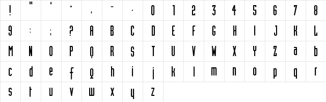 IronMan Regular  glyph index