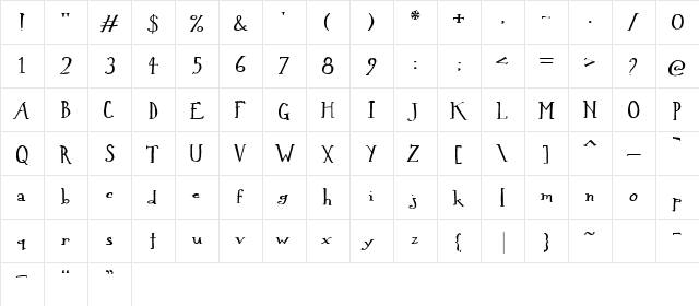 LD Steep Regular  glyph index