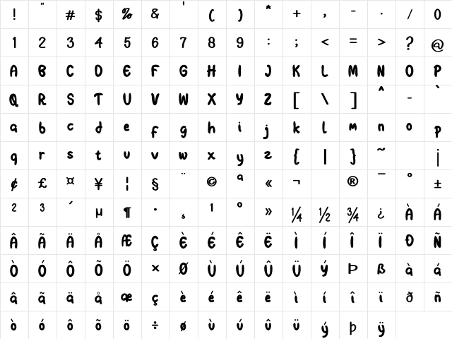 Fontself Regular  glyph index
