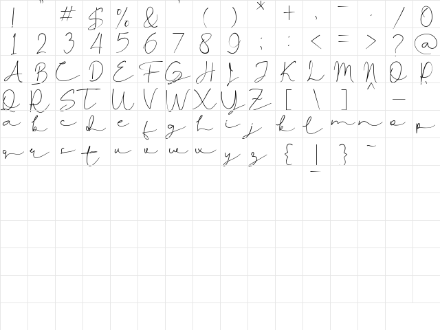 Shatomi Regular  glyph index