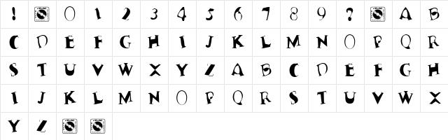 Terrible Nerves Regular  glyph index