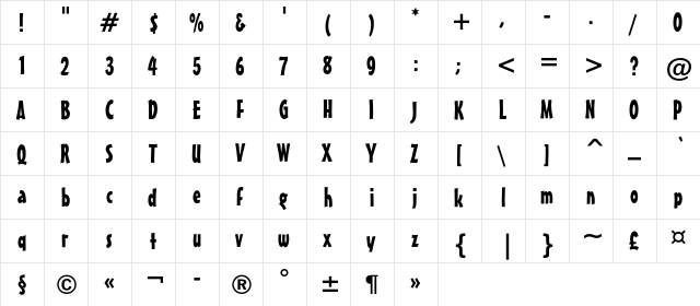MaestroC Regular  glyph index