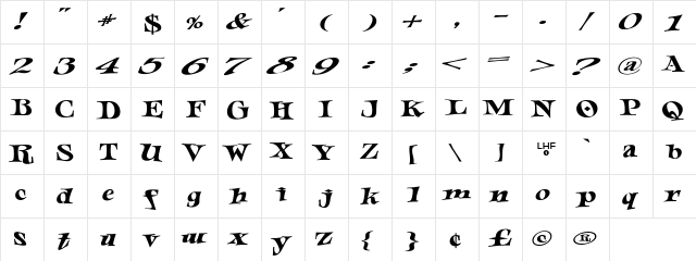 LHFJesterExtended Regular  glyph index
