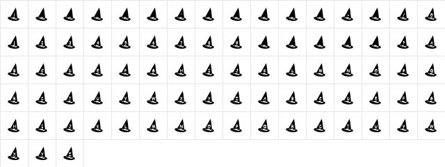 KR Witch's Hat Regular  glyph index