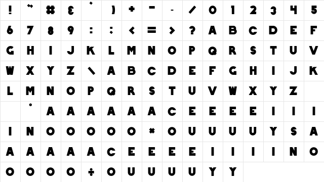 CC-Fat-Regular Regular  glyph index