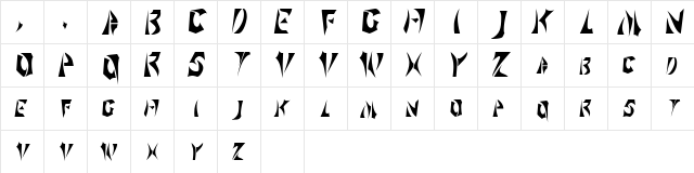 SabertoothCondensed Regular  glyph index