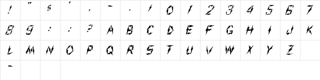 ADMIRAL Regular  glyph index