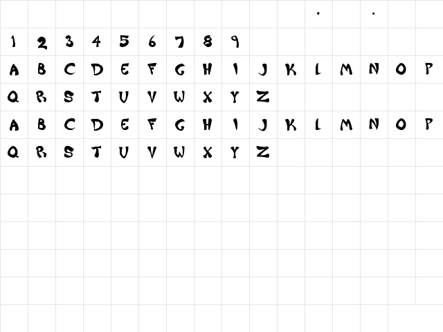 Raiderz Regular  glyph index